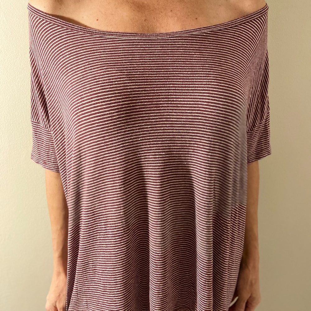 American Eagle Red Striped Blouse